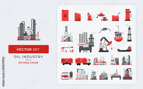 Oil Industry Elements set template illustration color editable eps 10.