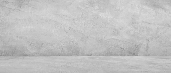 Empty grey cement wall room interior studio Background and rough floor perspective well editing montage display products and text present on free space concrete Backdrop
