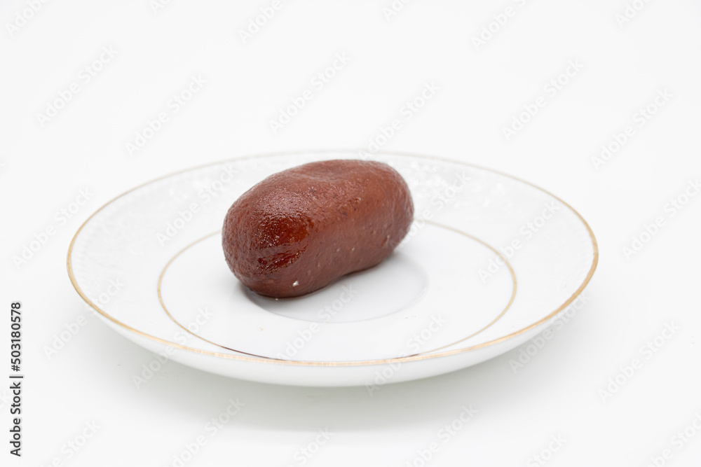 Fototapeta premium black sweet Also Know Rosogolla over on white background