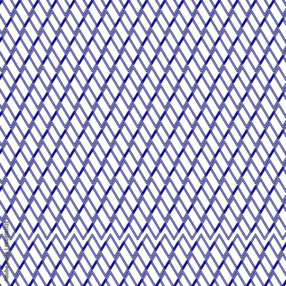 Fototapeta premium Geometric abstract pattern. Blue texture seamless design. Geometric vector modern minimalist wallpaper. Abstract figures and zigzag lines seamless background