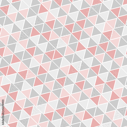 Triangular pattern seamless design. Abstract background. Grey and pink colors triangles. Geometric triangle figures vector