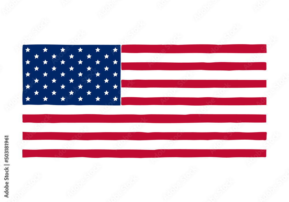 American flag in doodle style. Hand Drawn. Freehand drawing. Doodle. American flag in doodle style. Hand Drawn. Freehand drawing. Doodle.