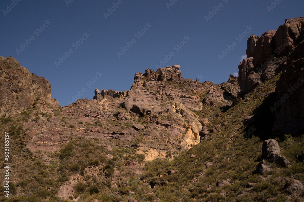 Geology. View of the rocky and sandstone mountains in the desert.