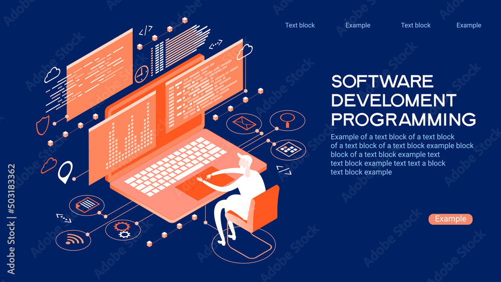 Programming web banner. Best programming languages. Technology process ...