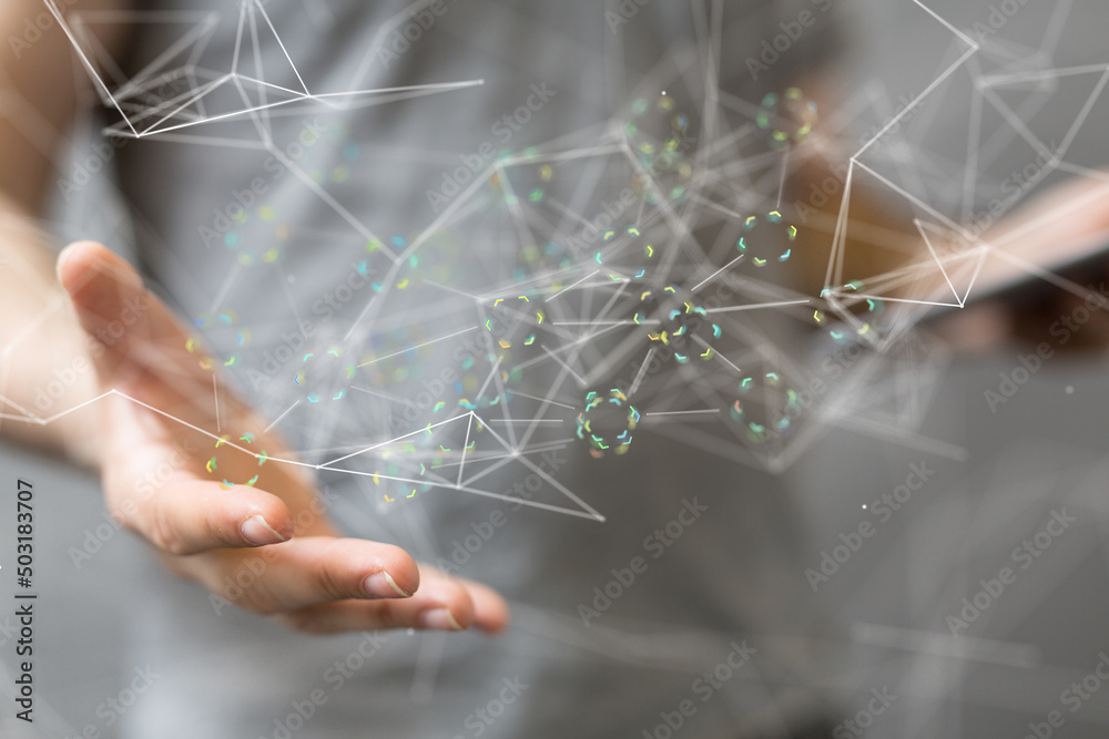 Global network. Blockchain. 3D illustration. Neural networks and artificial intelligence. Abstract Global network. Blockchain. 3D illustration. Neural networks and artificial intelligence. Abstract