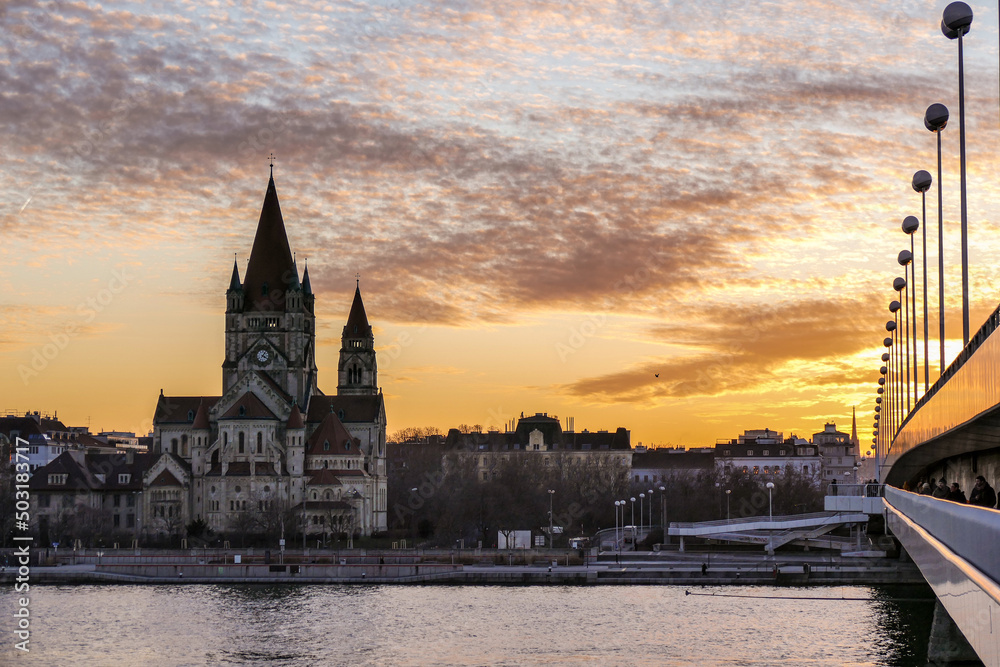 Fototapeta premium sunset over the river