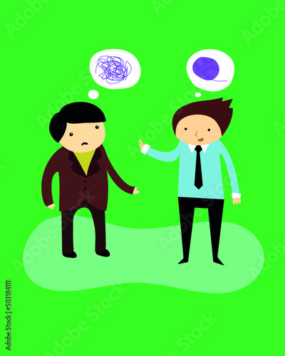 a conversation between two people, express your thoughts clearly and clearly, do not create confusion in the minds of others