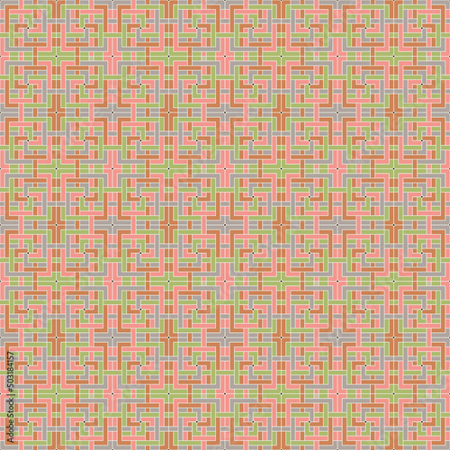 Seamless, Vector Image of Multi-Colored Stripes in Soft Colors, Arranged in Order, Creating A Kind of Labyrinth. Can Be Used in Design and Textiles