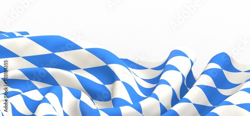 bavarian flag wide panorama oktoberfest background with white blue bavaria isolated white background.. photo