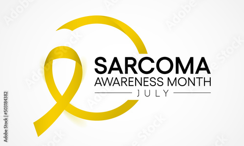 Sarcoma cancer awareness month is observed every year in July, it is a type of cancer that begins in bone or in the soft tissues of the body, including cartilage, fat, muscle. Vector illustration