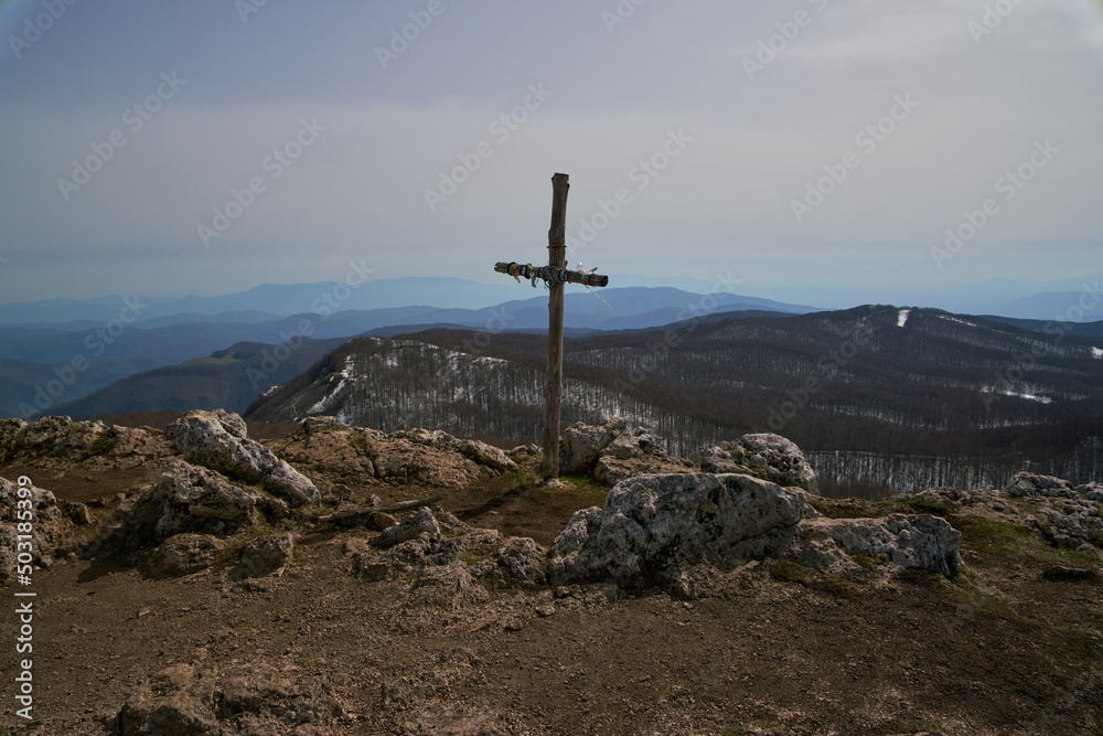Panoramic view of Monti Simbruini Natural Regional Park from the peak of Monte Autore, Italy Panoramic view of Monti Simbruini Natural Regional Park from the peak of Monte Autore, Italy