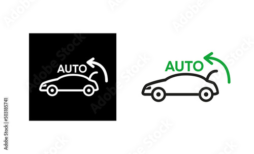 Car trunk auto icon. Car trunk key icon. Silhouette and linear original logo. Simple outline style sign icon. Vector illustration isolated on white background. EPS 10