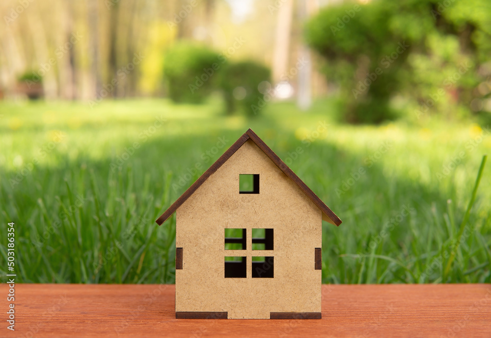 custom made wallpaper toronto digitalWooden toy house model in the city park