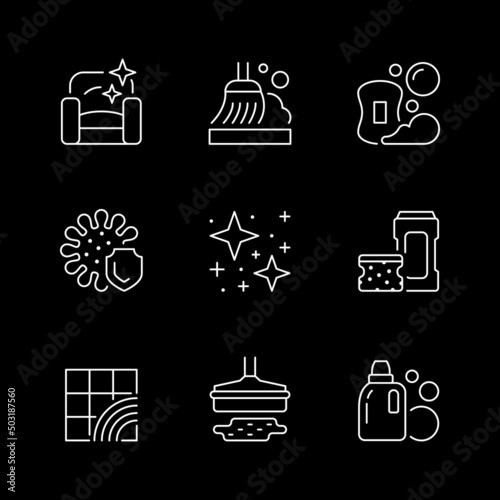 Set line icons of cleaning