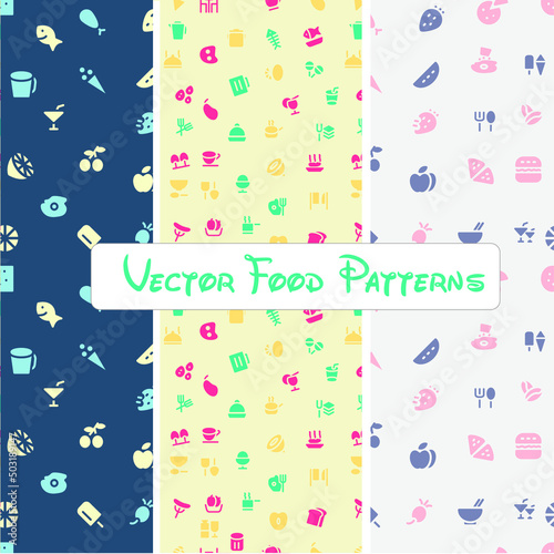 seamless food pattern collection with illustration