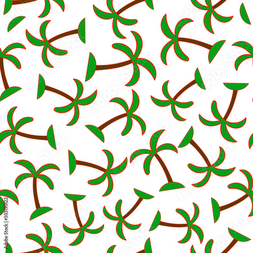 Coconut palm tree pattern textile seamless tropical forest background