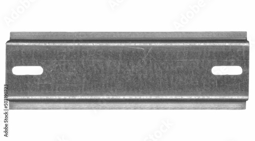 Fotografie, Obraz Metal DIN rail isolated over white