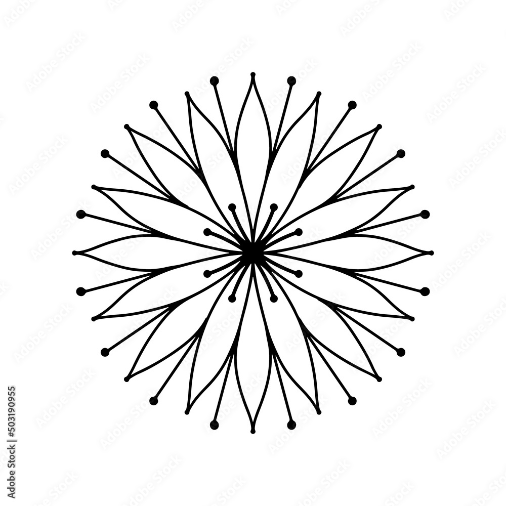Fototapeta premium Cute set of isolated single flowers elements in doodle style for different types of decoration, postcards, stickers.