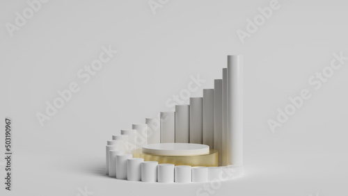 3D illustration  Modern minimalist mockup for podium display or showcase  white 3D rendering background for product promotion. Abstract platform.