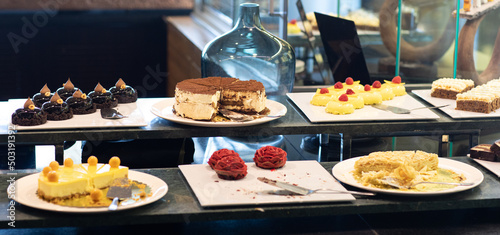 sweets and cakes on the counter