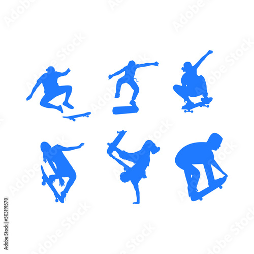 silhouettes of skate tricks