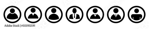 User, profile, avatar vector icons for website. Black admin pictograms for web apps. Vector 10 EPS.