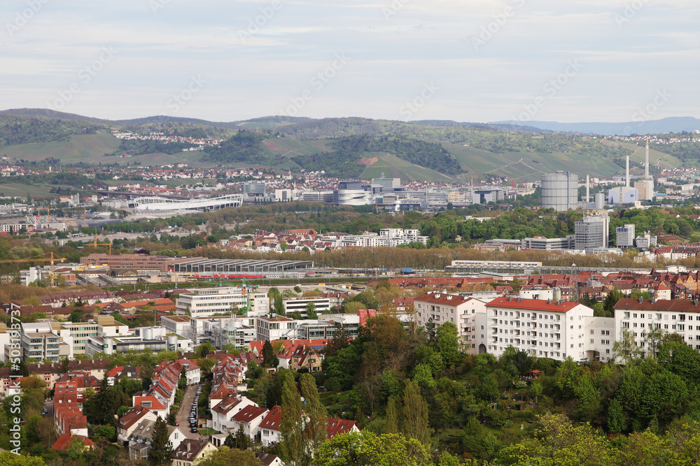 Fototapeta premium The view of Stuttgart from Killesberg park