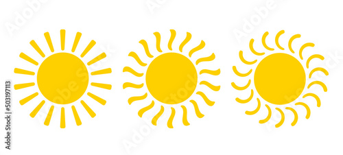Vector set icons of sun in flat style