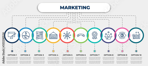 vector infographic template with icons and 10 options or steps. infographic for marketing concept. included web graphic, margin, gazette, open, affiliate, banner, benefits, motivation, demand.
