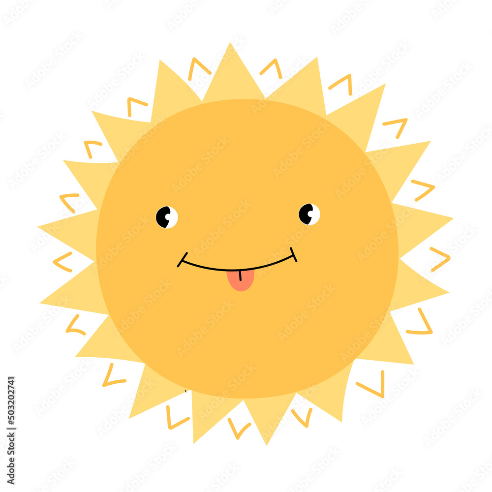 Shining Sun. Smiling smiley face