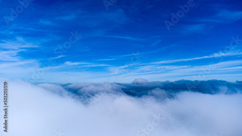 Blue sky with clouds aerial view