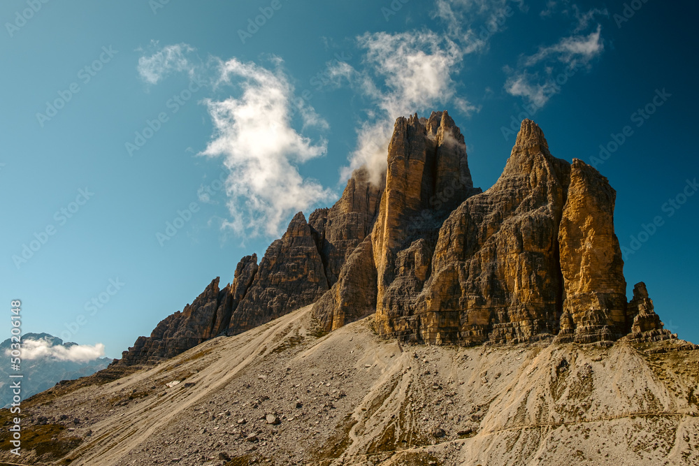 The Three Peaks ( Tre Cime di Lavaredo) in the Dolomites, South Tyrol, Italy