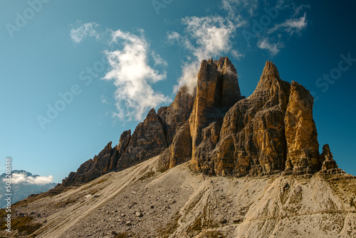 The Three Peaks ( Tre Cime di Lavaredo) in the Dolomites, South Tyrol, Italy