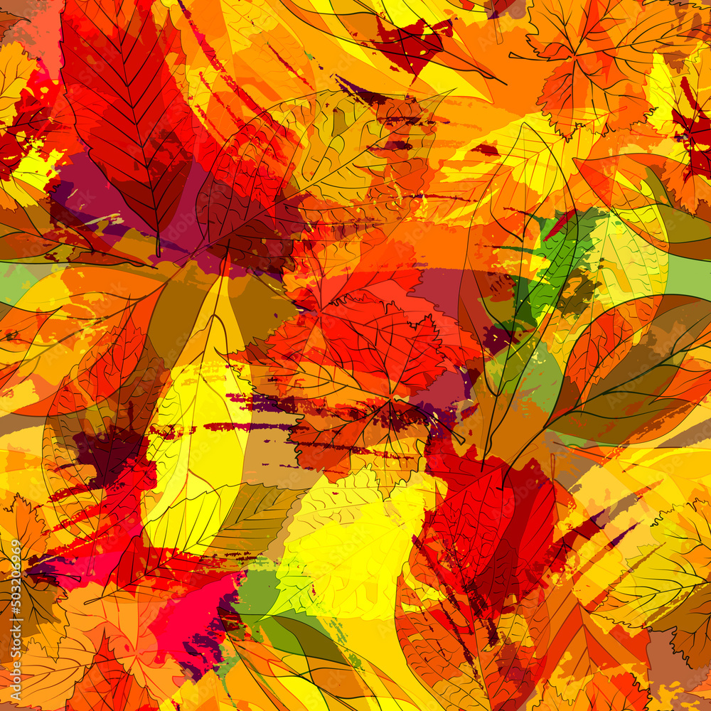 A repeating pattern with autumn leaves. Suitable for fabric design, accessories, home textiles, or application backgrounds. A repeating pattern with autumn leaves. Suitable for fabric design, accessories, home textiles, or application backgrounds.