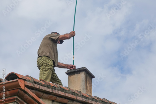 Roof work to clean the chimney.