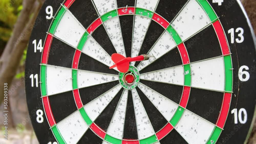 Dart Game Close Up. Playing Dart game in the garden. Dart Game Close Up. Playing Dart game in the garden.