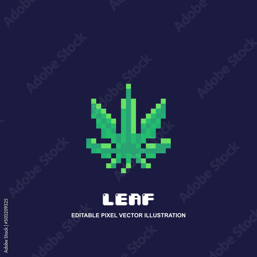 Pixel cannabis leaf icon vector illustration