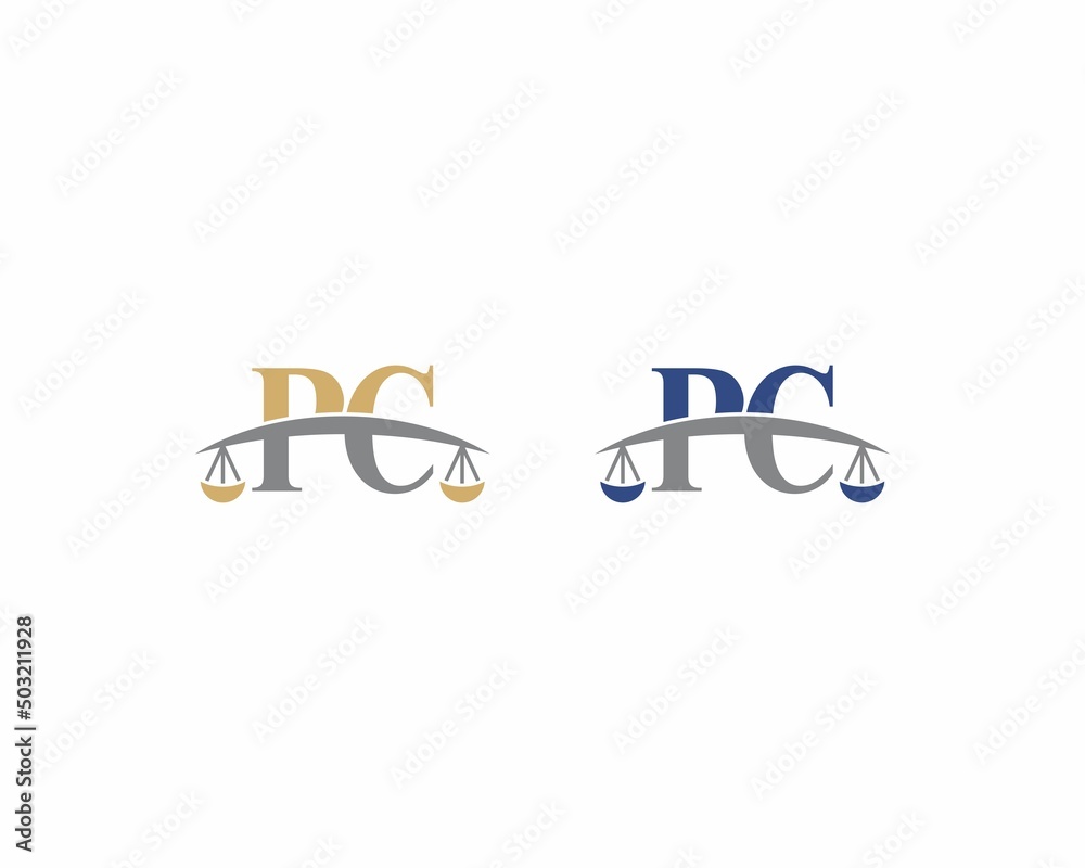 Letters PC Logo With Scale of Justice Logo Icon 001 Stock Vector ...