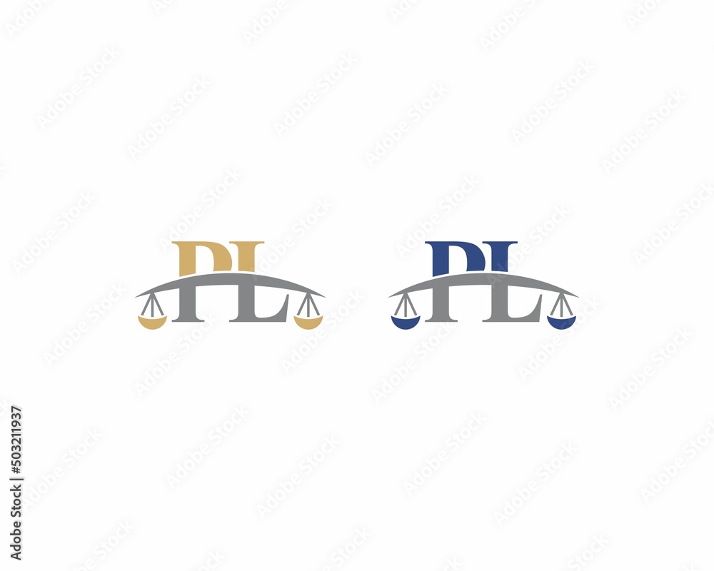 Fototapeta premium Letters PL Logo With Scale of Justice Logo Icon 001