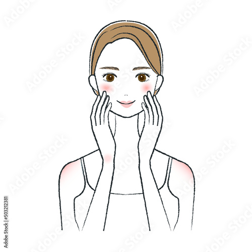 スキンケアをする女性　美容