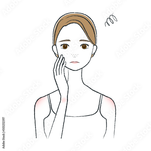 スキンケアをする女性　美容