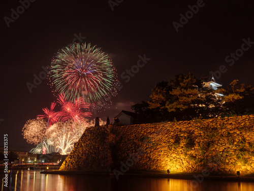 今治城と花火
