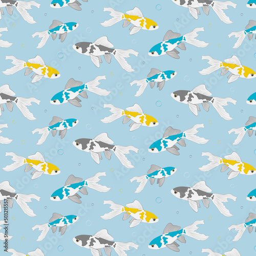 Beautiful pattern with fancy goldfish.