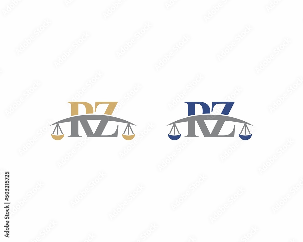 Letters RZ Logo With Scale of Justice Logo Icon 001 Stock Vector ...