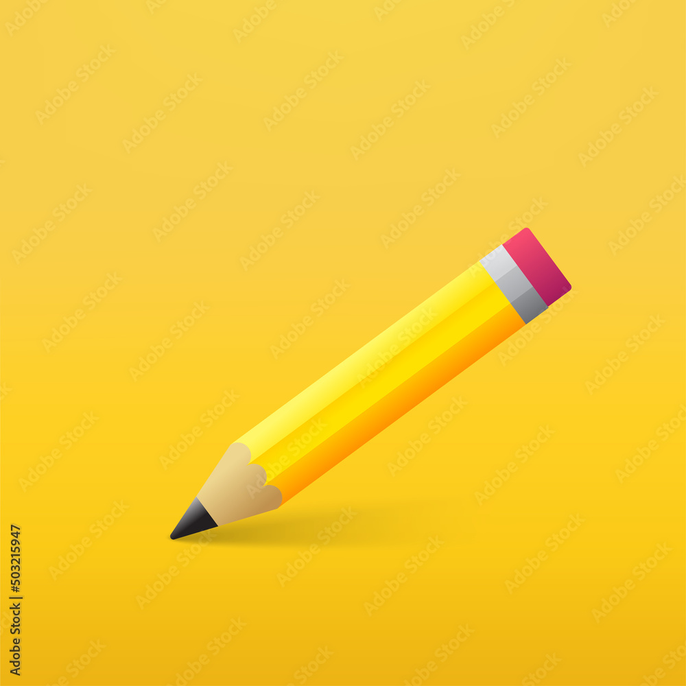 Yellow cartoon pencil on yellow background. Vector Yellow cartoon pencil on yellow background. Vector