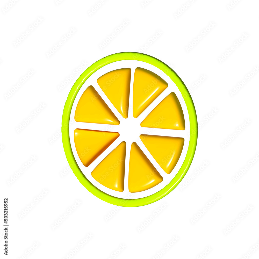 3d Cartoon style sliced lemon. Vector 3d Cartoon style sliced lemon. Vector