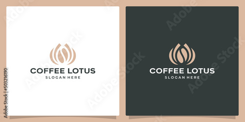 a combination of lotus flowers logo design and coffee bean logo. Premium vector