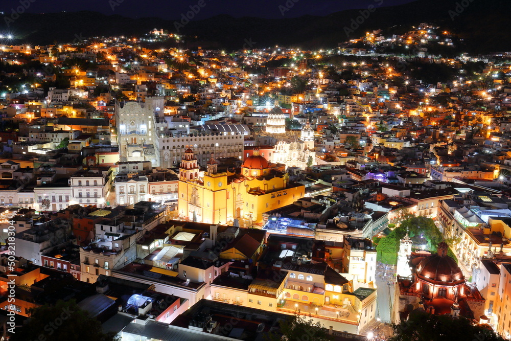 Fototapeta premium Night view in Guanajuato, Mexico