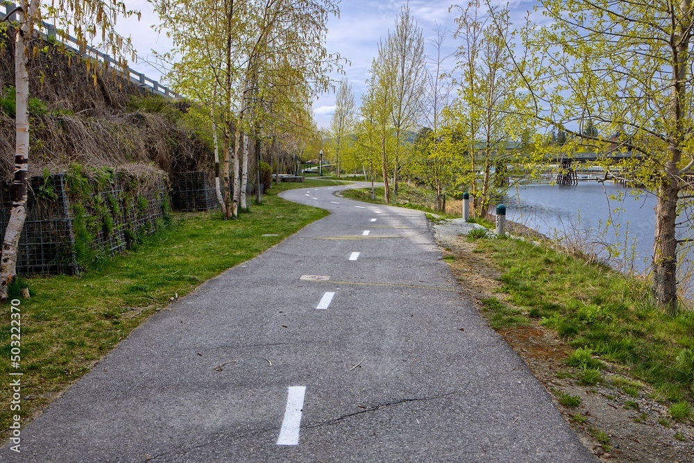 Bike path by the river. Bike path by the river.