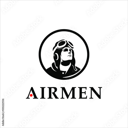 simple airman or pilot silhouette mascot element